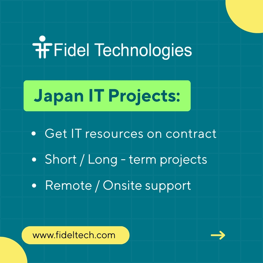 FidelTech's tweet image. Is your Japan IT project stuck?
 
Fidel can help with expert IT support, available onsite or remotely, for both short-term and long-term projects. 
 
Contact us at - salesfidel@fideltech.com | fideltech.com
 
#ITProjects #JapanIT #ITSupport #BilingualITSupport
