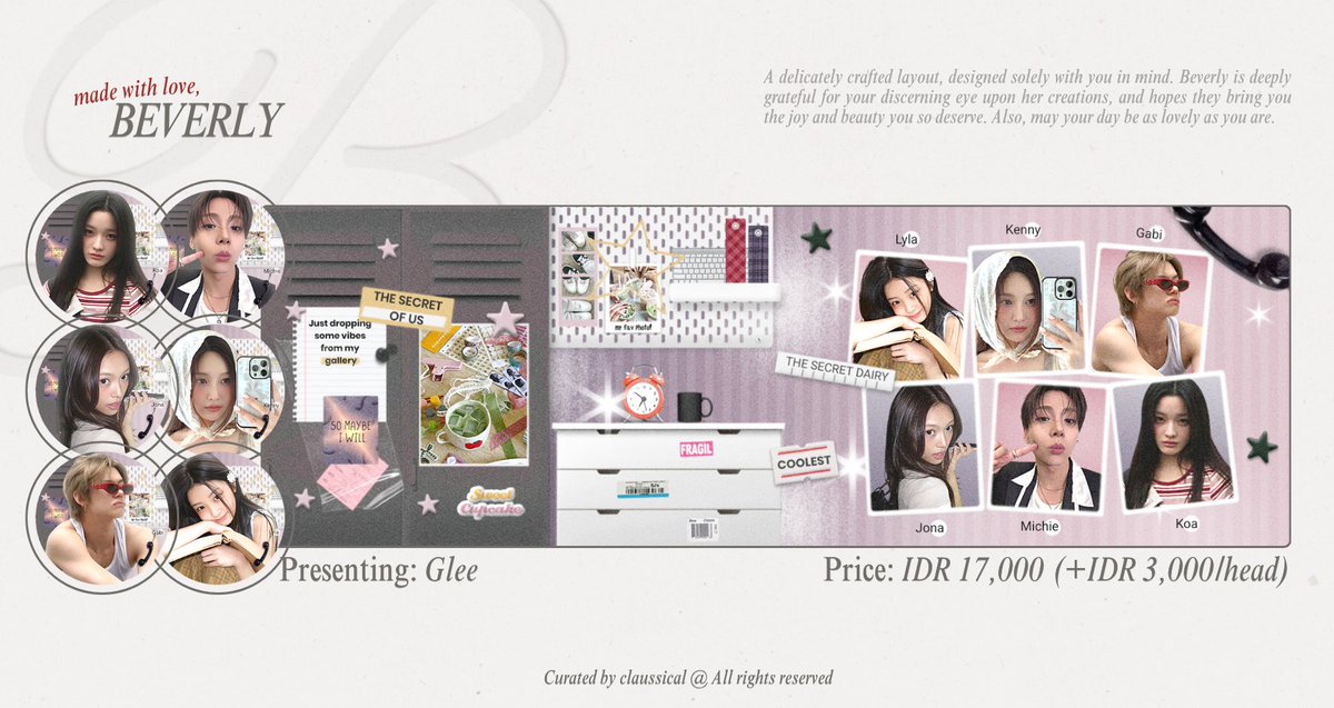 claussical's tweet photo. Pertama untuk Glee, layout ini aku culik dari @cherishcate. Glee juga bisa untuk couple ataupun squad. Untuk squad sendiri bisa up sampai 15 head dalam satu layout ya, tapi ini contohnya untuk 6 orang. Price juga sudah termasuk untuk recolor. https://t.co/CcydzvLv5Y