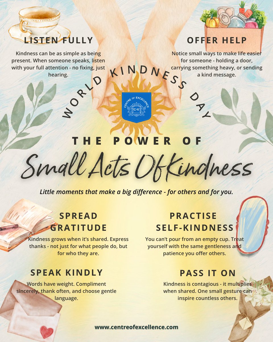 💛 Happy World Kindness Day! 💛 

Today’s the perfect reminder that small acts of kindness can make a big difference, for others and for you 🌍✨

#WorldKindnessDay #CentreOfExcellence #KindnessMatters