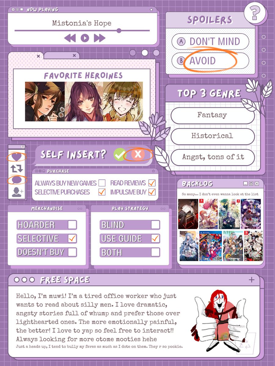 muu_wii's tweet image. ーreviving this acc, trying to be active again! 🐂

hii 💜 i&apos;m muwi, i love yapping but i love tragedy and angst more. i chew glass for breakfast lunch and dinner. bring on the pain! oomf me up if you like pain too !!
#otometwt #otometwtintro