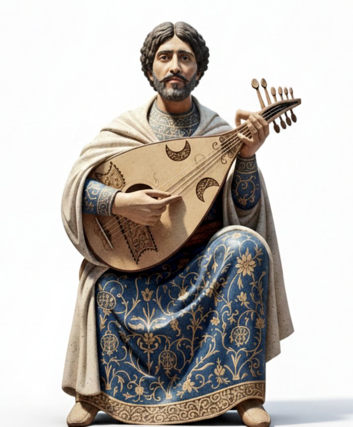 khjot's tweet photo. عازف عود من بلاد الاردن مرسوم على جدار قصر عمرة  
والصوره الثانيه نموذج تخيلي وتوضيحي 
Audience Hall musician fresco, Qusayr Amra, Umayyad period Desert Castle, UNESCO World Heritage Site, Wadi Butm, Zarqa Governorate, Jordan https://t.co/biGSqyhAwH