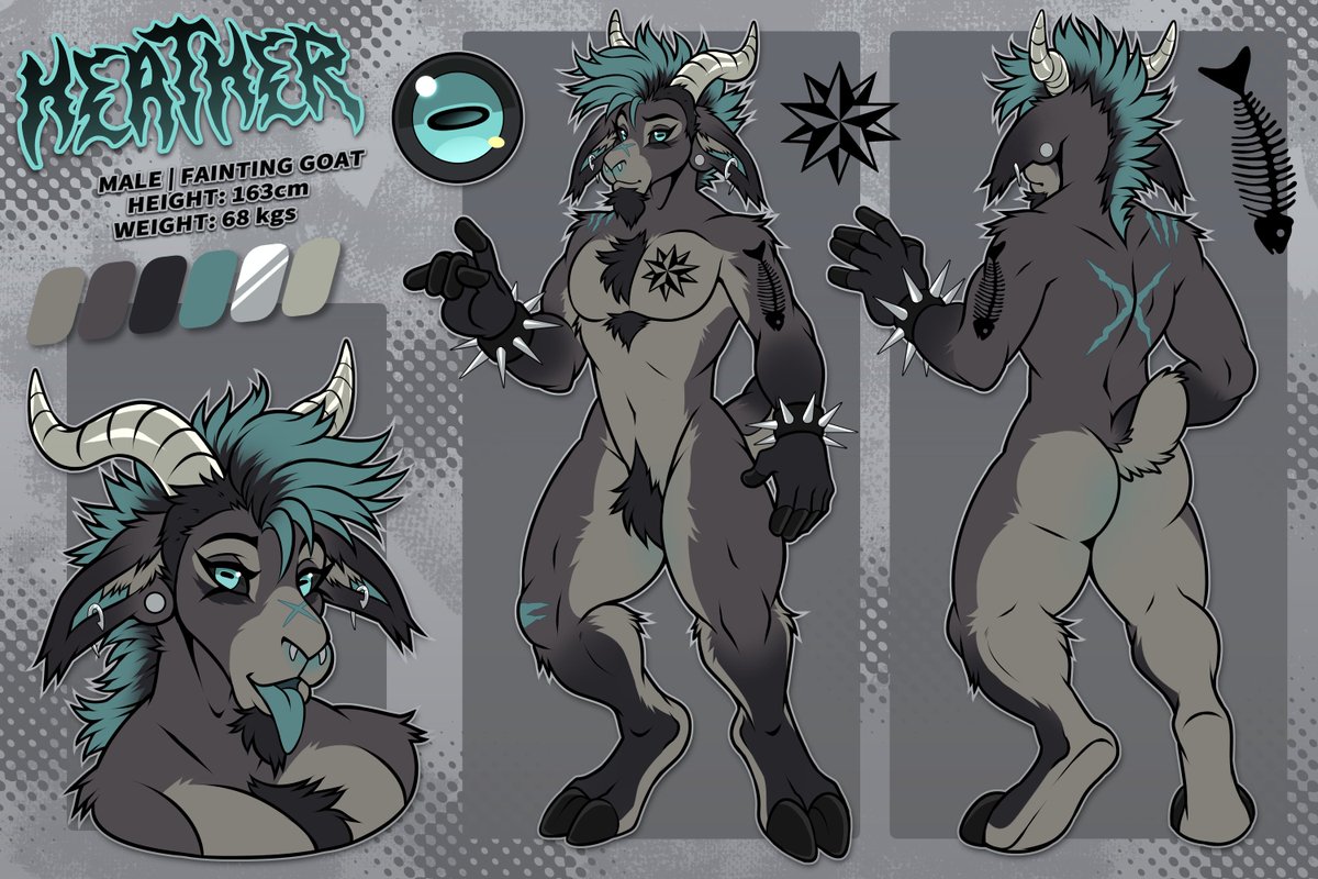 2 View Reference Sheet for <a href="/Makeusdjs/">Makeus</a> of their goat Heather!