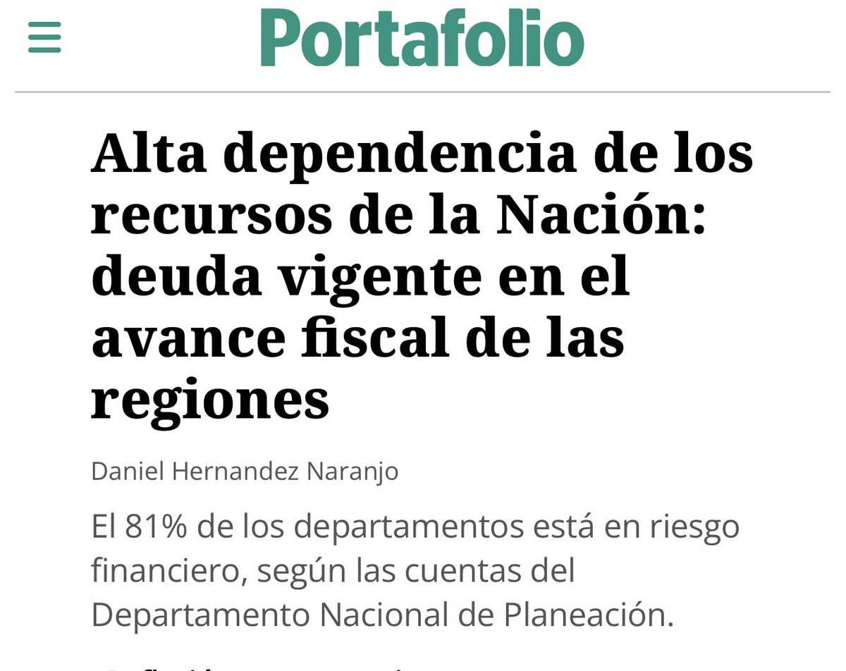 #Regiones. El avance regional en Colombia sigue condicionado por una vieja deuda que se enmarca en la falta de autonomía financiera, que se mantiene como un lastre para las regiones.  Según el más reciente Índice de Desempeño Fiscal (IDF) 2024, presentado por el DNP, el 81,2% de