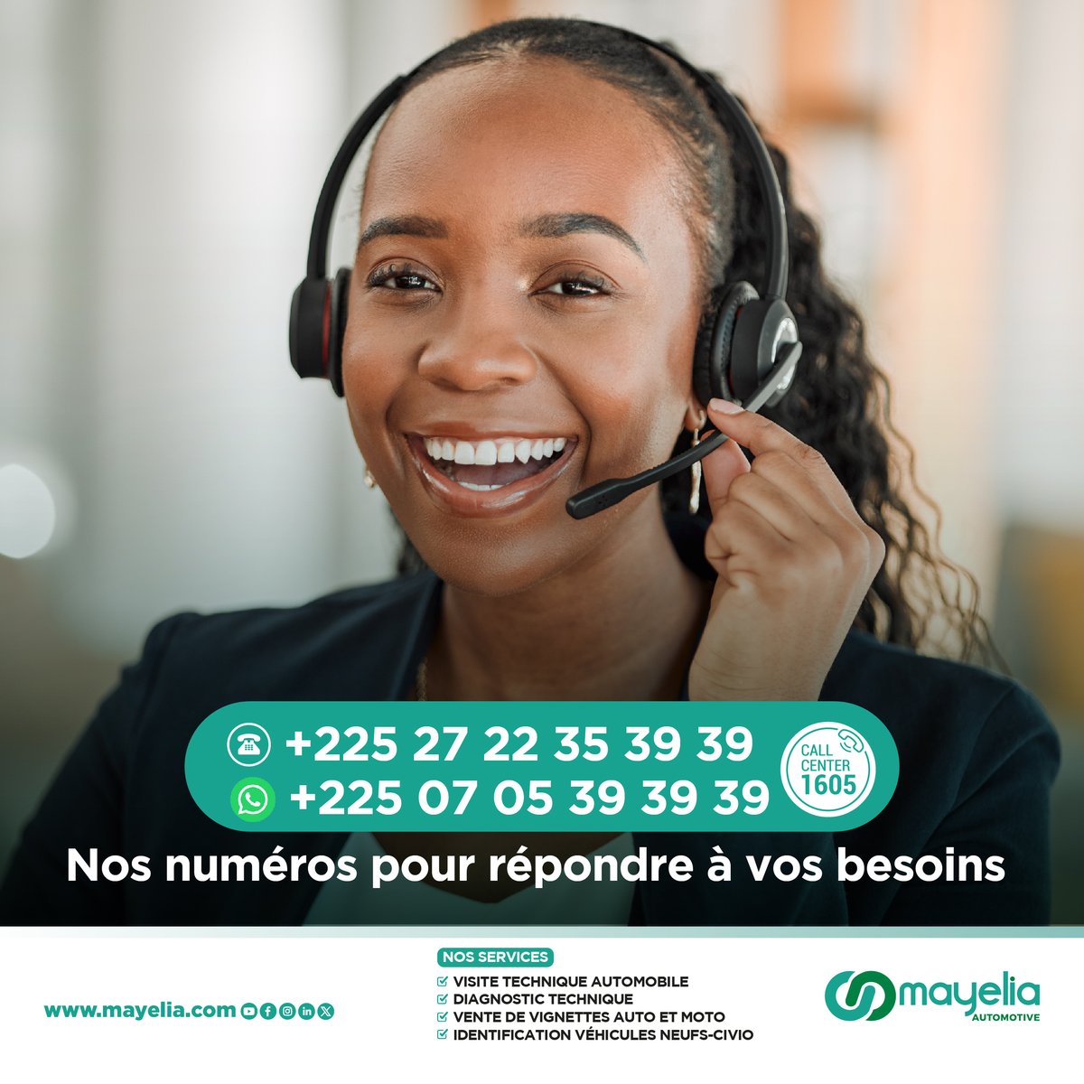 Une question ? Un besoin précis ? Nous sommes à votre écoute !

Pour connaître nos services et tarifs ou vous renseigner sur le planning de nos stations, nos équipes sont joignables sur ces numéros :

➡️ +225 27 22 35 39 39
➡️ +225 07 05 39 39 39
➡️ 16 05

#MayeliaAtomotive