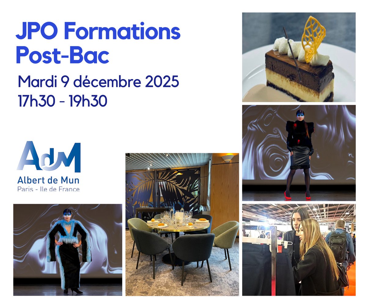 📅 Save the Date !
🎓 #JPO Formations Post-Bac – mardi 9 déc. 2025, de 17h30 à 19h30.

📍Site Olivet (75007) : Mode, Hôtellerie-Restauration, BTS CI/CG/CCST/MCO/SAM
📍Site Vavin (75006) : DCG, DSCG, ACE

Inscription 👉lnkd.in/eJ-TZBA7

#PostBac #Orientation