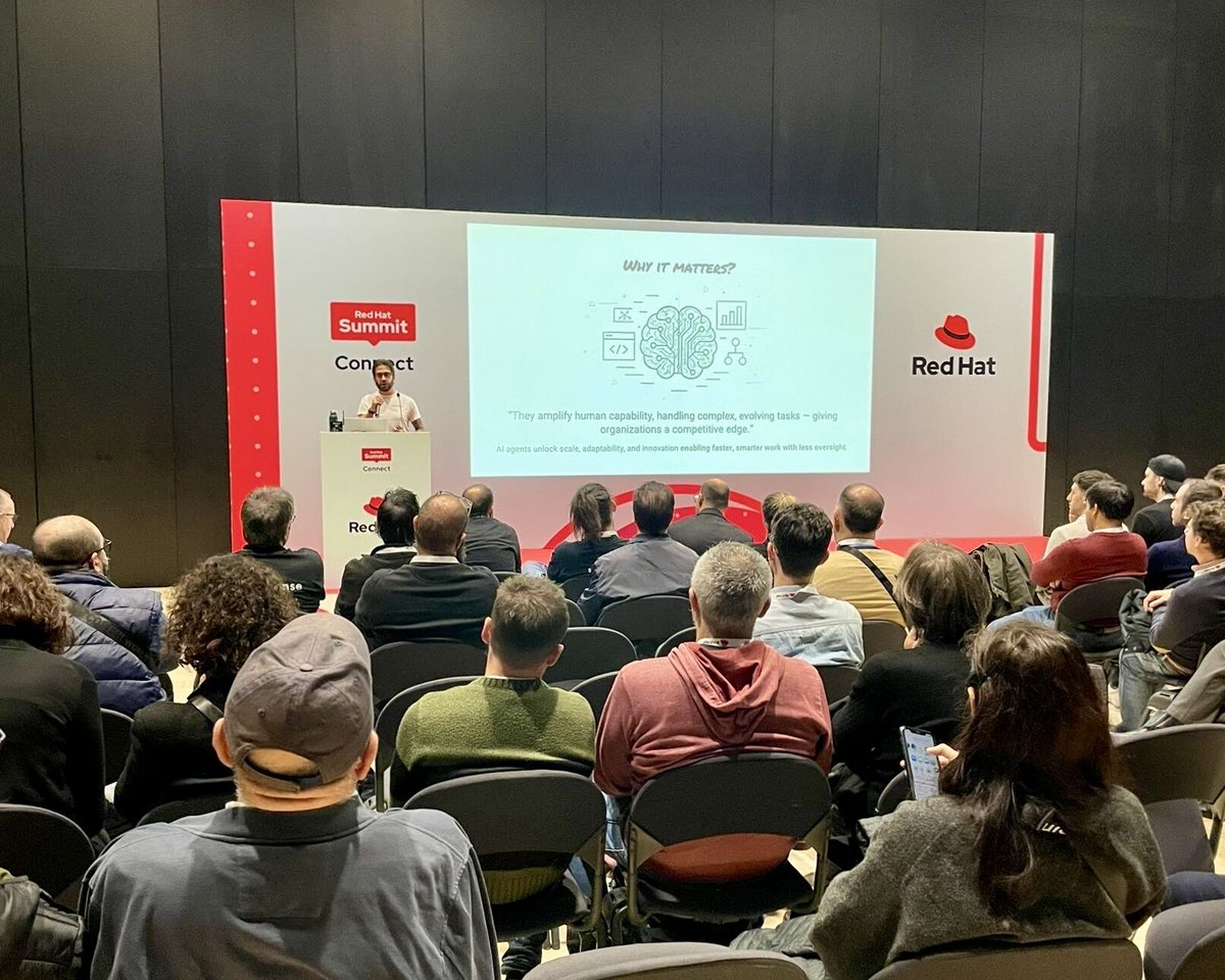 sourcesense's tweet image. Ieri al Red Hat Summit: Connect, abbiamo presentato il talk “AI agent e operations: gestione dei ticket integrata con #Ansible Automation Platform”. 
Grazie @RedHat per lo spazio di confronto e a chi ha partecipato!

#RedHat #RHSummit #OpenSource #Innovation #AIAgents #Automation