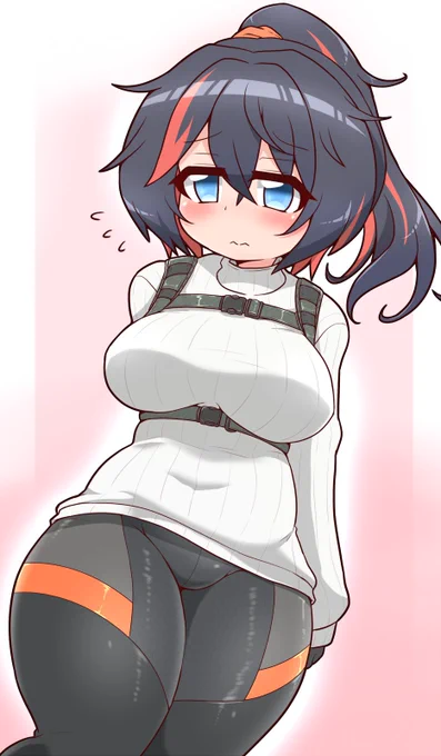 ウォルフラムちゃん縦セタハーネス。 普段ぴちスー晒してても気にしないけど上に一枚羽織ると途端に恥ずかしくなる概念。