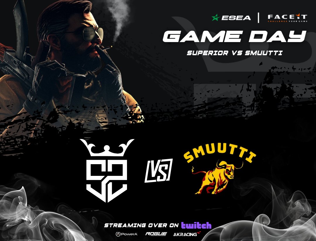 Sup3riorGG's tweet image. Last match of the season! We face off against SMUTTI! 
Currently 9-2 on the season, we try for 10! 

🔴 twitch.tv/superioresport…
🎙️ @_haughtsauce_ 
🕐 1pm CST/8pm CET

#SuperiorCS | @FACEIT @ESEA