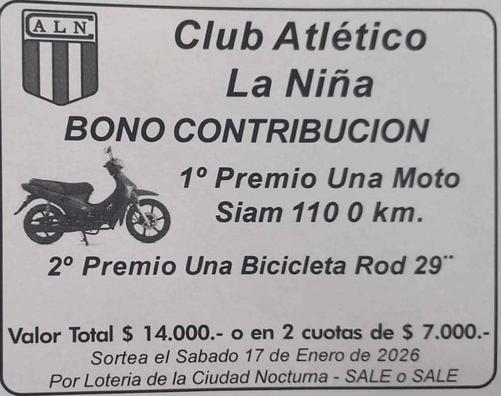ClubAtleticoLN's tweet photo. BONO CONTRIBUCIÓN TRICOLOR 🇾🇪

Ya se encuentra a la venta este bono contribución que desde la Comisión Directiva pensamos para seguir financiando nuestra institución. https://t.co/J0bvwhDxEb