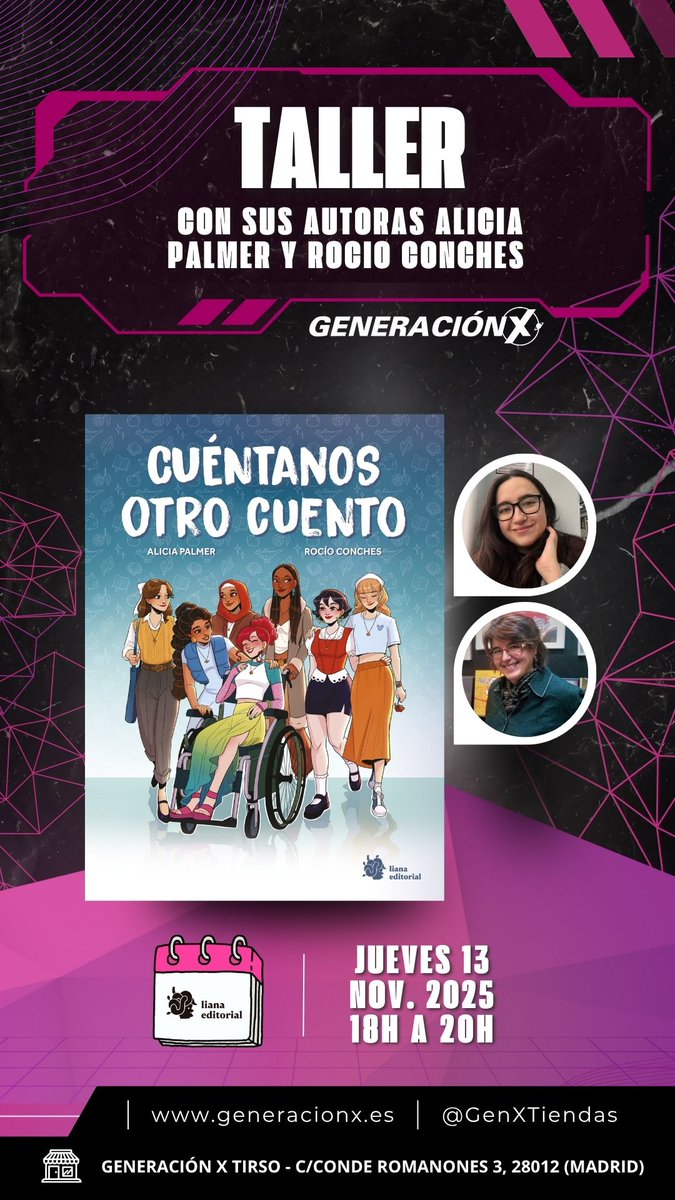 ✨ HOY EN GEN X TIRSO: ¿TE LO VAS A PERDER?

🎨 Taller y presentación para jóvenes y adultos con Alicia Palmer y Rocío Conches donde experimentaréis propuestas creativas para romper moldes y abrir nuevas formas de imaginar.

📍 Generación X Tirso
⏰18h-20h
🏷️ <a href="/lianaeditorial/">Liana editorial</a>