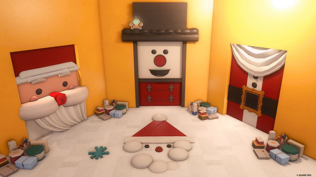 クリスマススタジオ『ご機嫌トイボックス。』 

クリスマスまで待ちきれない！
プレゼント🎁を開けたら
ご機嫌な笑顔がいっぱい
3wayのツリー🎄に、天井突き破っちゃった黄色い靴、絵本仕立てのサンタさん🎅が待ってます。 

エレDC／Typhon／ゴブ7-31(S） 
タグ／ #studio_placious 
#FF14ハウジング