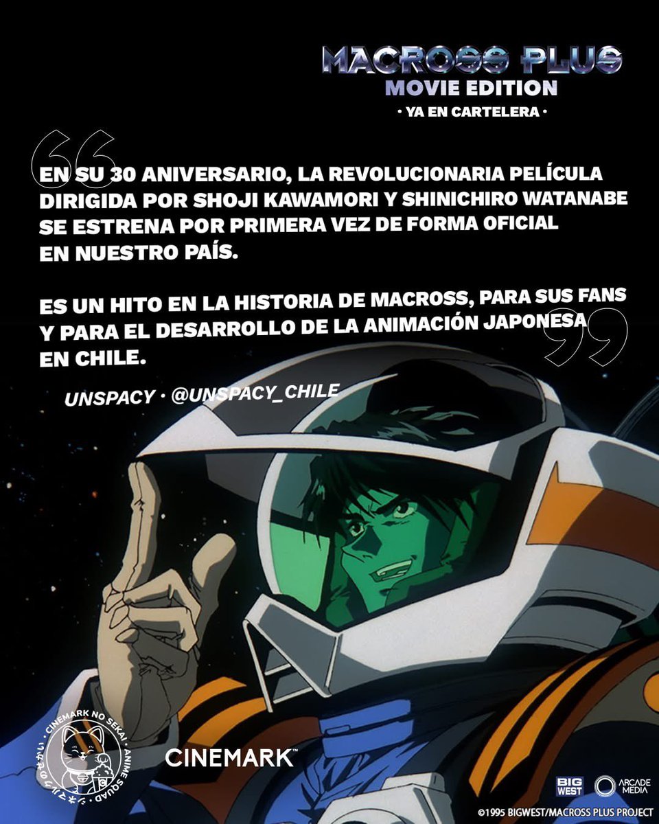 Dedicada a todos los pioneros... 
Y a quienes esperaron tres largas décadas.

Macross Plus ya está en cartelera ☑️

Un hito al que te puedes sumar, comprando tus entradas aquí => tinyurl.com/m2pwcxey
