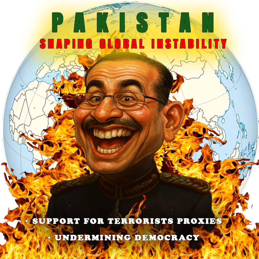 Abdulmir98's tweet photo. PAKISTAN: Shaping Global Instability.
A military leadership thriving on chaos — fueling terrorist proxies & crushing democracy.
The General’s wicked grin celebrates the fires he ignited. Terror defines policy, the world burns.
#GlobalInstability #Pakistan #TerrorProxies https://t.co/ljumIVSZwS