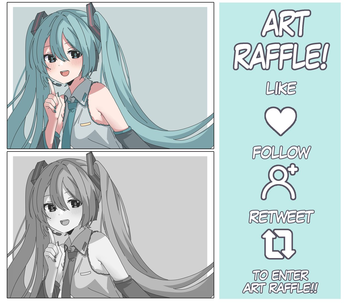 SamaLilia's tweet image. SURPRISE ME SKETCH ART RAFFLE
3 lucky winners will get a Bust-Up Colored “Surprise Me” Sketch

How to join:
✦ Like
✦ Follow &amp;amp; RT
✦ Comment below
✦ Ends December 14

#artgiveaway #artraffle #vgenartist #artmoots #Miku #HatsuneMiku
