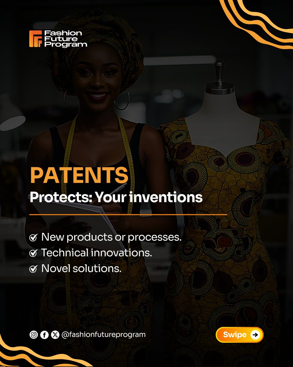fashionfuturep's tweet image. From trademarks to copyrights and patents, IP is how you secure your creativity and claim what’s yours.
Protect your ideas before someone else profits from them. 
#FashionFutureProgram #BrandProtection #EntrepreneurTips