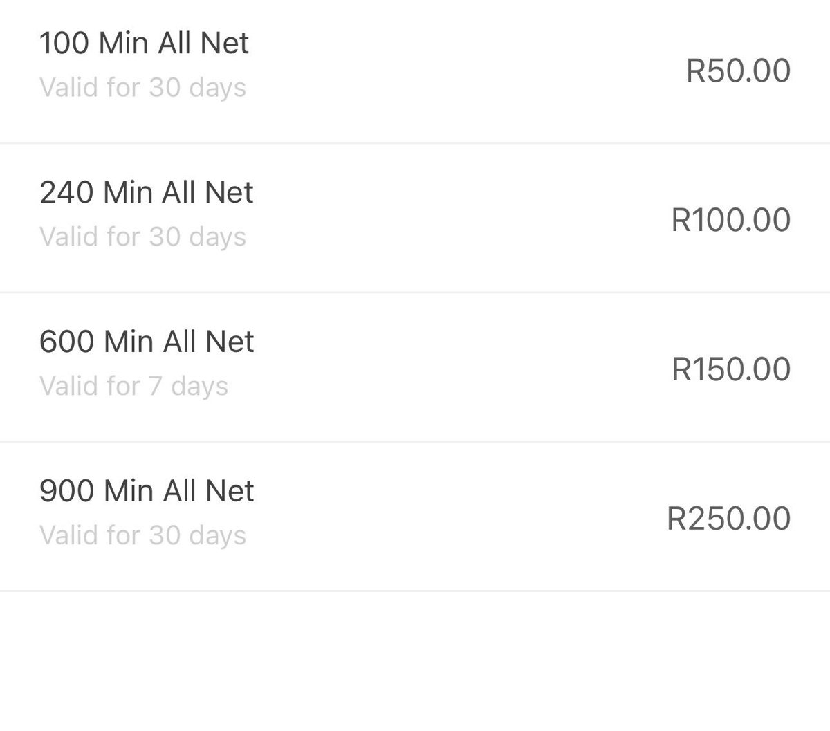 SparkyBaz's tweet photo. Can you explain this @MTNza @MTNzaService? Picture 1 are voice options from the MTN App &amp; Picture 2 are voice options from my Banking App. How can you guys charge more? It’s cheaper to buy minutes from my Banking App &amp; they offer different more options that better suit my needs! https://t.co/U8iPR13CPq