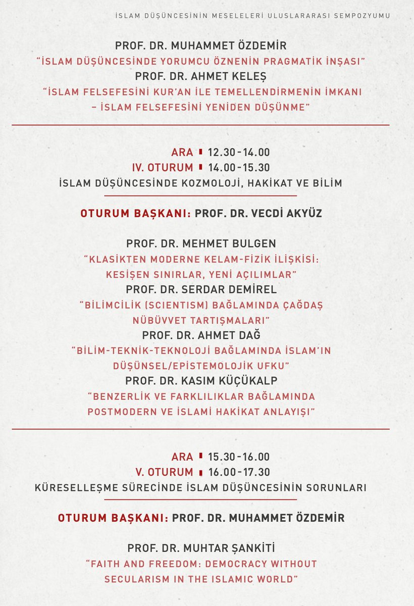 14-16 Kasım 2025 tarihleri arasında Beytü’l Hikme İslam Düşüncesi Enstitüsü’nün düzenlediği uluslararası katılımlı “İslam Düşüncesinin Meseleleri” başlıklı sempozyum yaklaşıyor! 
Cumartesi günkü oturumda gerçekleşecek sunumumuz ismi: “Klasikten Moderne Kelam-Fizik İlişkisi: