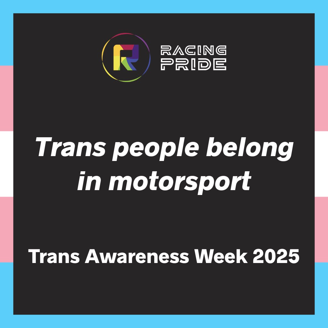 It’s Trans Awareness Week and our message today is simple: trans people belong in motorsport. 🏳️‍⚧️

#trans #TransAwarenessWeek