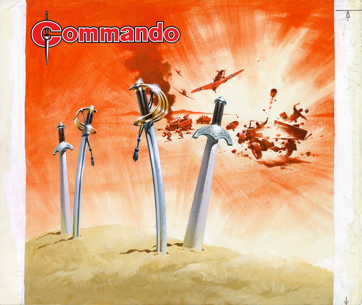 CommandoComic's tweet image. These were two swords with a history. Many years ago, they had clashed as their owners fought a respected foe. Now, as the desert wastes were engulfed by WWII, these two fine blades were destined to clash again.
Issue 5910, TWO OF THE BRAVEST coming soon! - QM