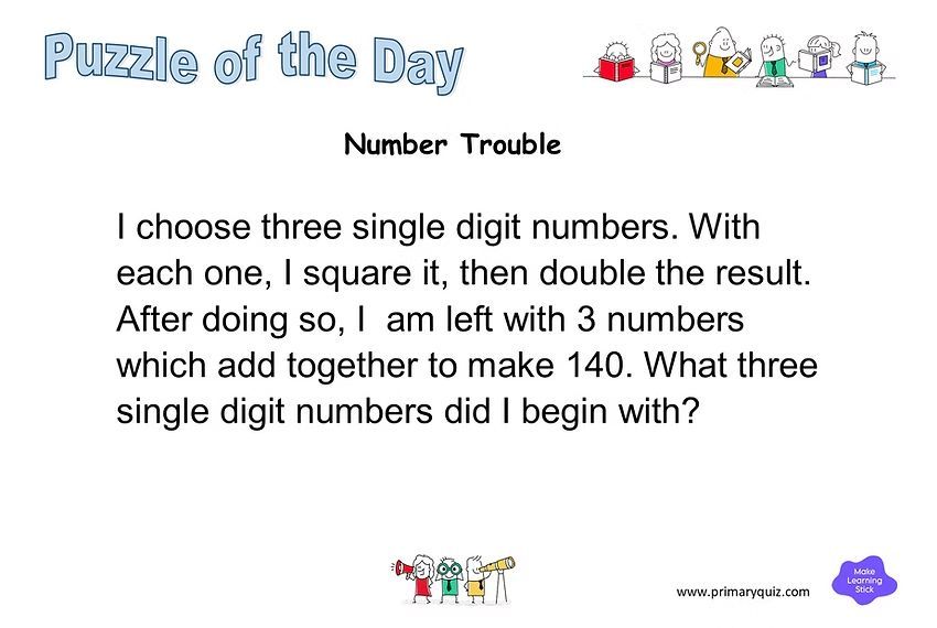 PrimaryQuiz's tweet image. We&apos;re in a bit of number trouble! 🔢 

Can you help us out?

🔗 primaryquiz.com 

#puzzle #puzzles #puzzleaday #numbers