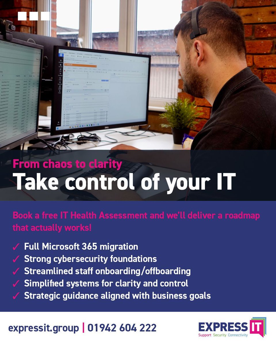 expressitgroup's tweet image. From chaos to clarity: How we helped a busy business take control of IT 

We stepped in with a free IT Health Assessment and delivered a roadmap that actually worked.

For growing businesses, a trusted managed IT partner brings peace of mind. 

 🌐 expressit.group