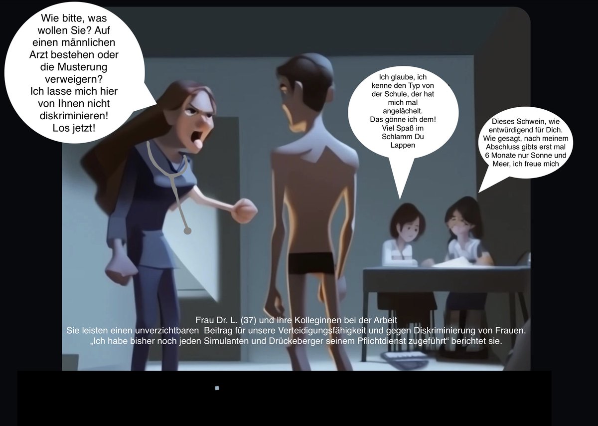 Nicht von mir, aber der Urheber hat mir die Erlaubnis gegeben, diesen nur leicht überzeichneten Comic über das, was junge Männer früher so bei der erniedrigenden Zwangs­musterung im Kreiswehrersatzamt erleben konnten, zu posten.

Aber in Zukunft soll ja alles ganz anders werden…