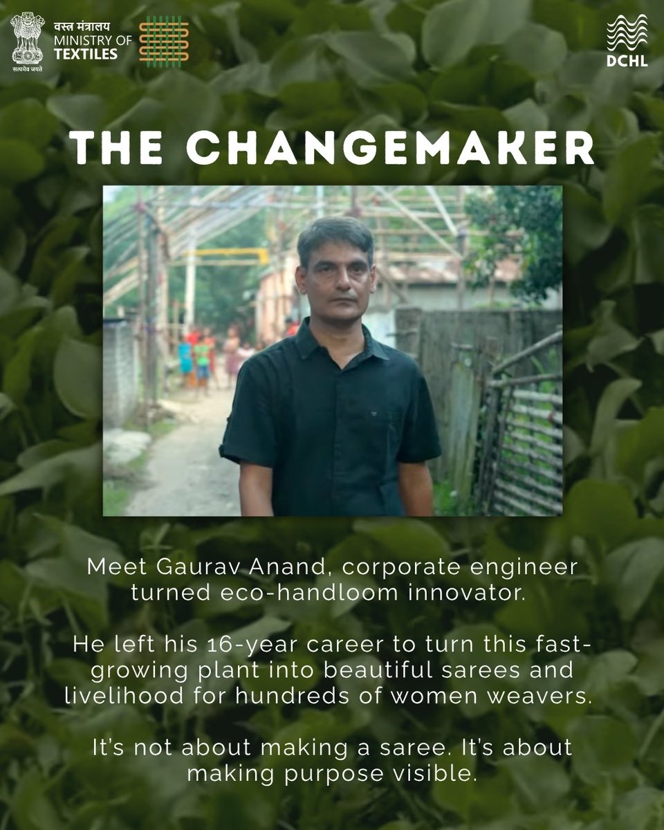 dchandlooms01's tweet image. Some weaves are not made from thread alone they’re spun from resilience, innovation, and purpose. We all salute the visionaries like Gaurav Anand redefining sustainability through the loom.#vocalforlocalindia #vocalforlocal #brands #handsbehindtheweave #waterhyacinth #changemaker