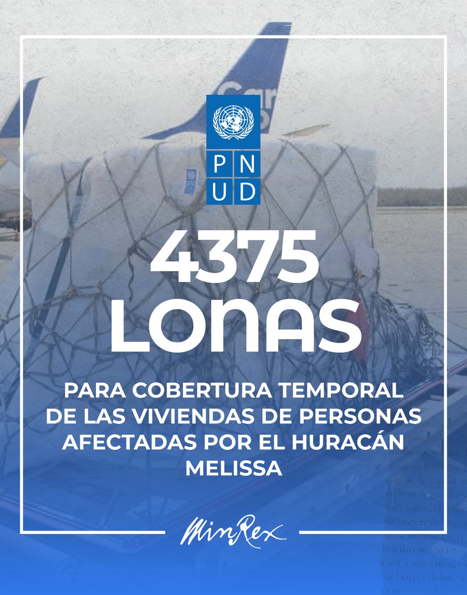 Cargamento de 4.375 lonas para la cobertura temporal de viviendas afectadas por el #HuracánMelissa llegó al aeropuerto de Santiago de #Cuba🇨🇺.
El envío fue gestionado por <a href="/pnud/">ONU Desarrollo</a>, con apoyo del CERF y la Oficina de Coordinación de Asuntos Humanitarios. #CubaNoEstáSola #CubaCoopera