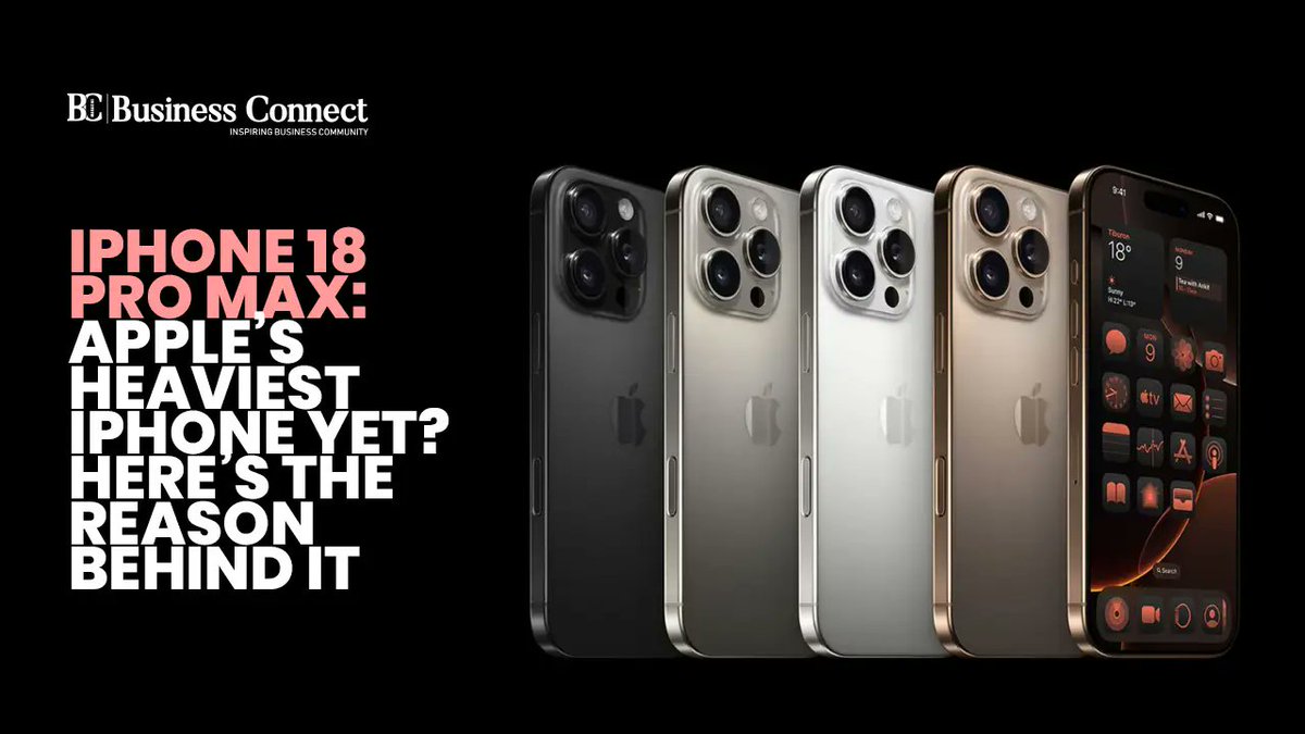 BusinessConne16's tweet image. Massive upgrade coming your way! The iPhone 18 Pro Max is reportedly thicker, heavier and packing more power. Want details?

Tap here:
businessconnectindia.in/iphone-18-pro-…

#Apple #iPhone18 #ProMax #TechTrends