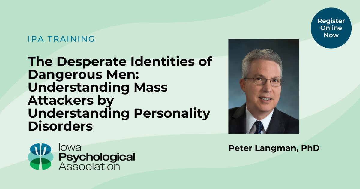 ✨ Register Now! The Desperate Identities of Dangerous Men: Understanding Mass Attackers by Understanding Personality Disorders | 3 CE via Zoom - mailchi.mp/cd1d7fa86d66/r…