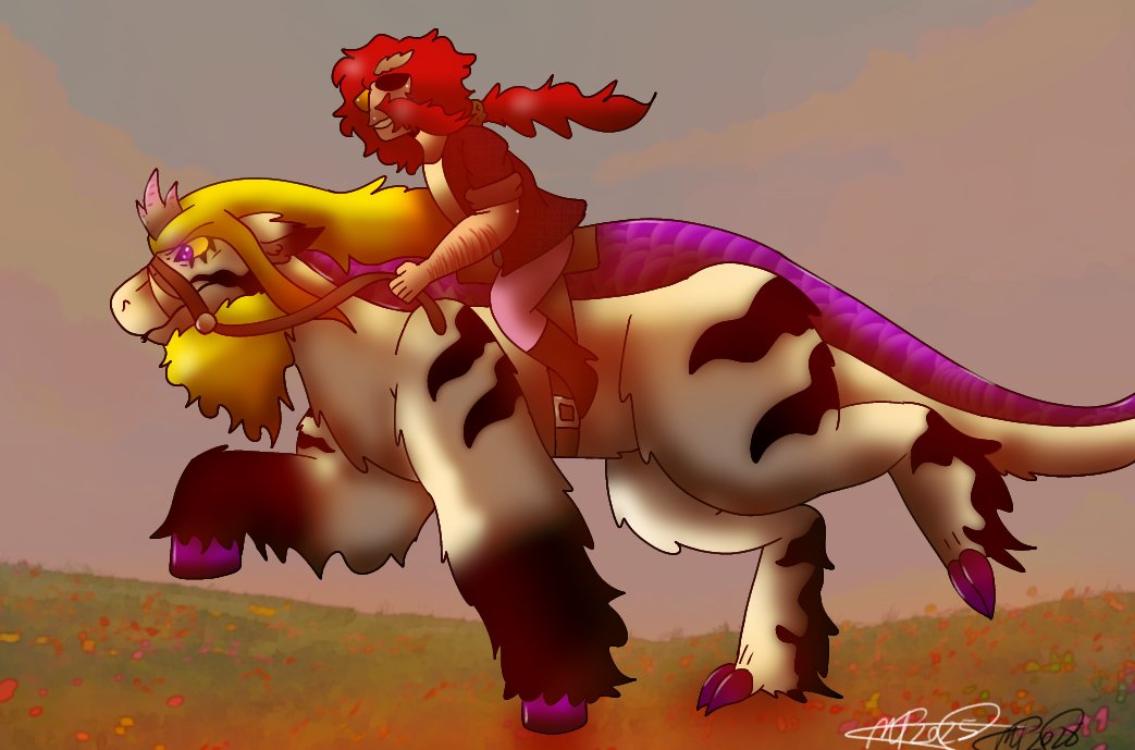 679Lazy's tweet photo. Sunset Ride 

Teeth is in his unicorn form. 

#drteethmuppets #muppets #unicorn #floydpepper https://t.co/iGe0oswL7H