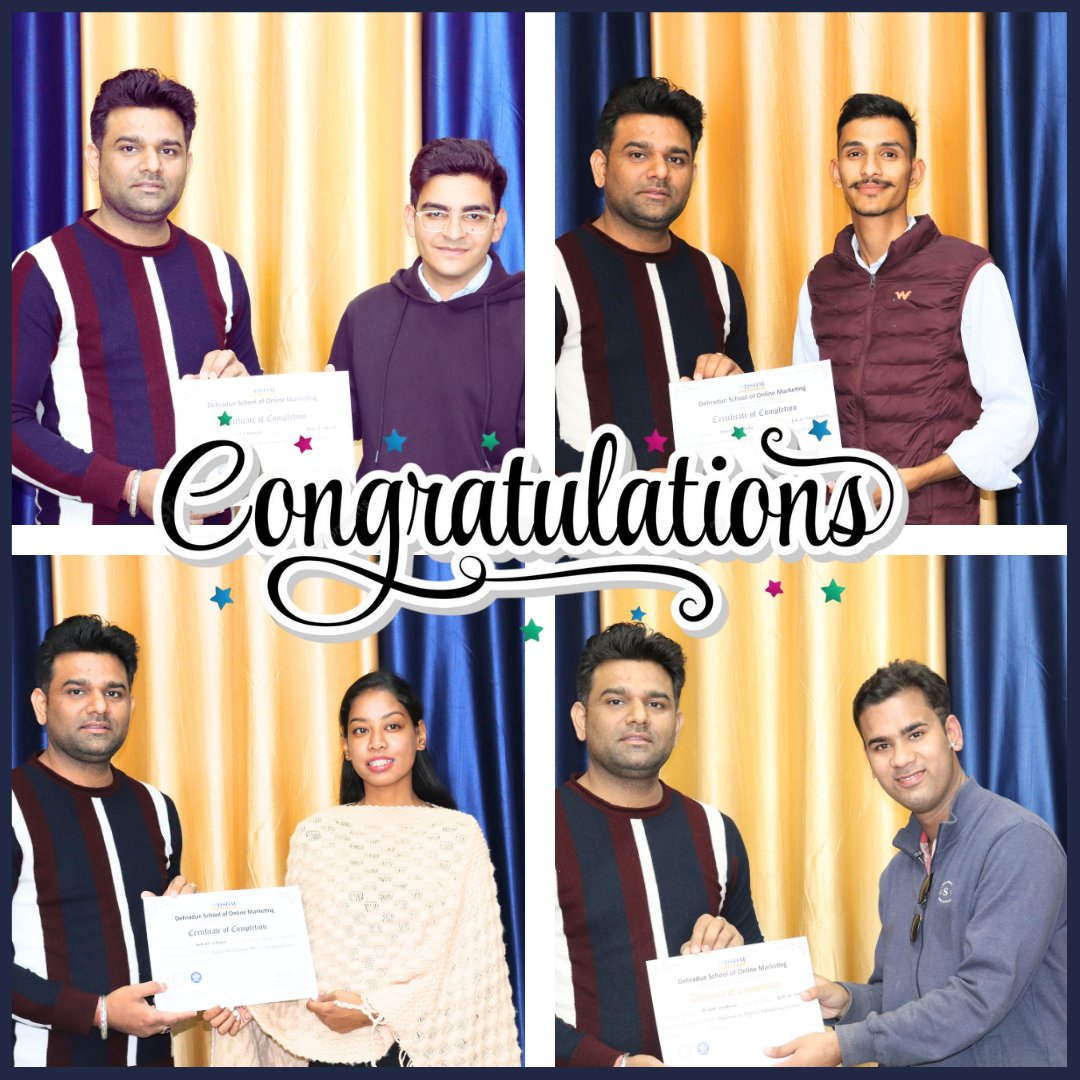 dsomdehradun's tweet image. Every ending is a new beginning! 🌈Congratulations to our students for completing the Digital Marketing course. The skills you’ve learned today will build the future you dream of tomorrow! 🚀 #DSOM #DigitalMarketingCourse #Inspiration #CertificateCeremony