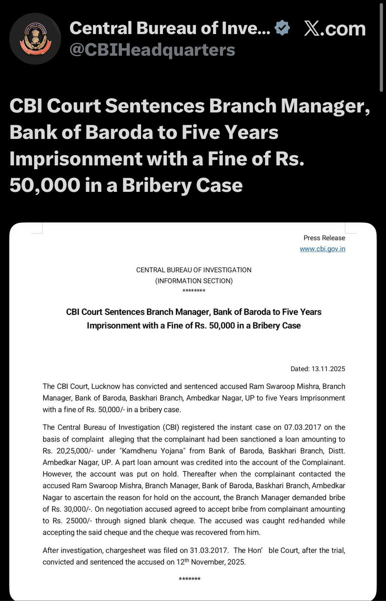 luckydubey123's tweet image. So CBI believes in “Transparency for Public Sector, Privacy for Private Sector”?
Name of Bank of Baroda proudly disclosed,
But the mysterious private bank gets VIP anonymity!
Same crime, different treatment — what a justice model! 👏
#CBI #DoubleStandards #Transparency