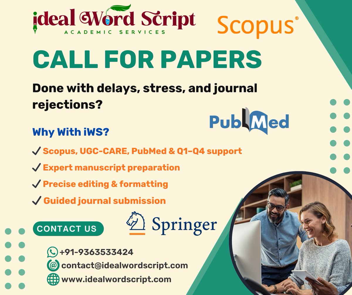 IScript57741's tweet image. 📢 Publish with Precision. Grow with Confidence.

iWS delivers expert editing, rewriting, formatting &amp;amp; submission support for Q1–Q4, Scopus, WoS, PubMed &amp;amp; UGC-CARE journals.

📱 WhatsApp: wa.me/919363533424
🌐 idealwordscript.com

#iWS #PublicationSupport #Scopus #WOS