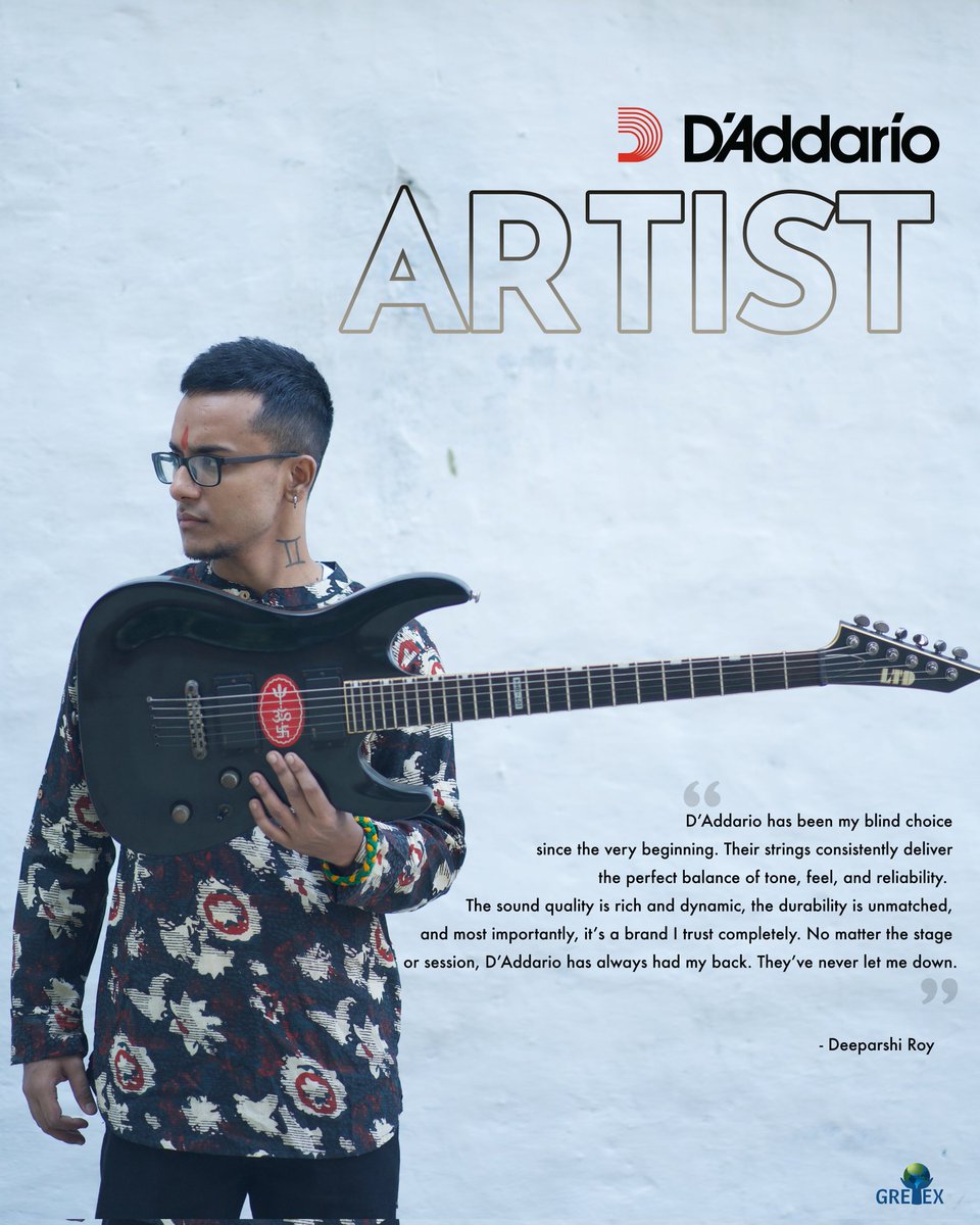 RoyDeeparshi's tweet photo. I’m officially a D'Addario and Co. artist! Honoured and beyond proud to join the legendary D’Addario &amp; Co. family. 
Truly grateful for the opportunity to collaborate with a brand that’s always led the way with innovation and excellence.

#DeeparshiRoy #SitarMetal #daddarioandco https://t.co/ls4KZEgXGf