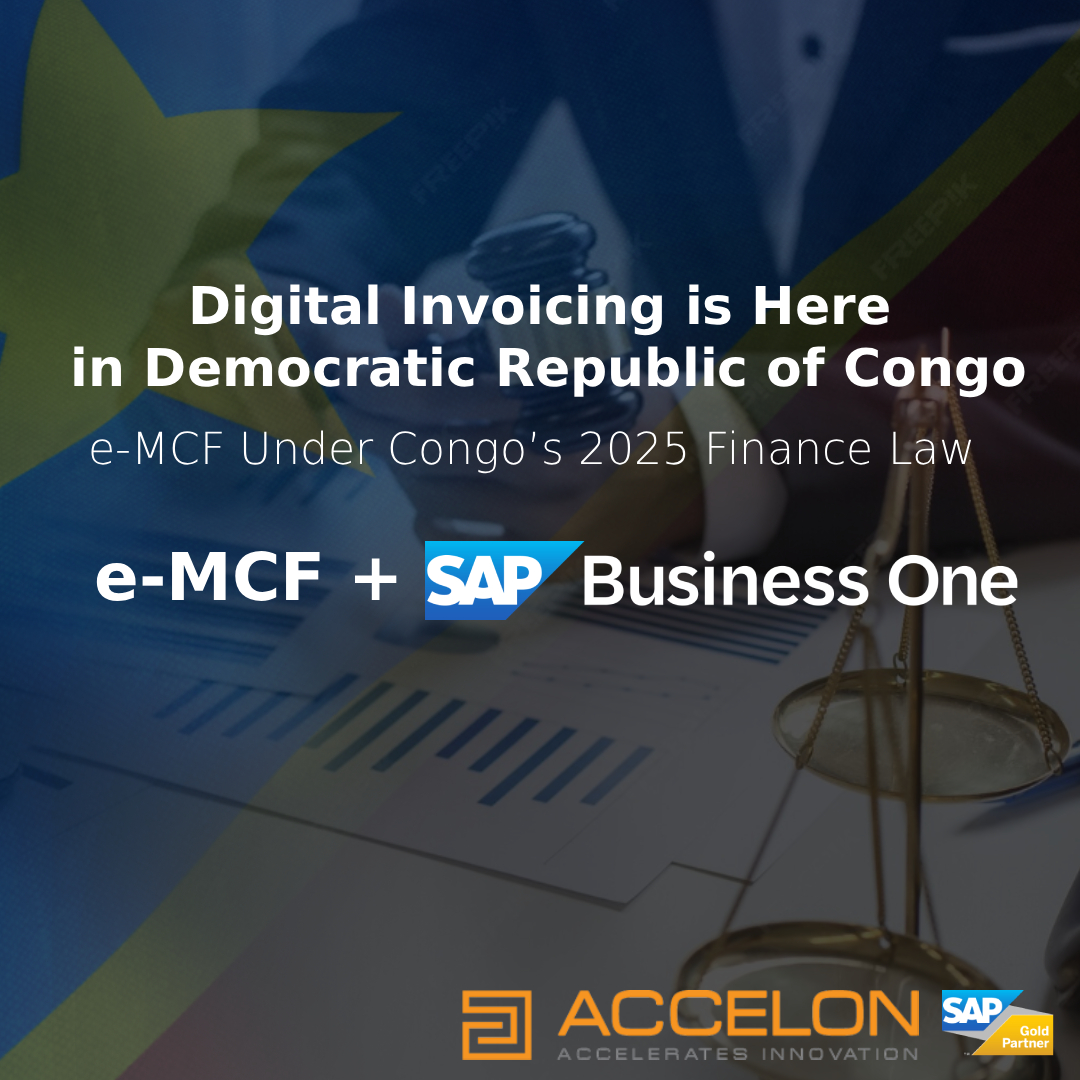 accelon's tweet image. 📢 Congo’s 2025 Finance Law has made digital invoicing mandatory — and e-MCF is leading the change.

💡 At Accelon Technologies, we help businesses simplify compliance with SAP Business One integration, automating every step from invoice validation to submission.

✅ Stay…