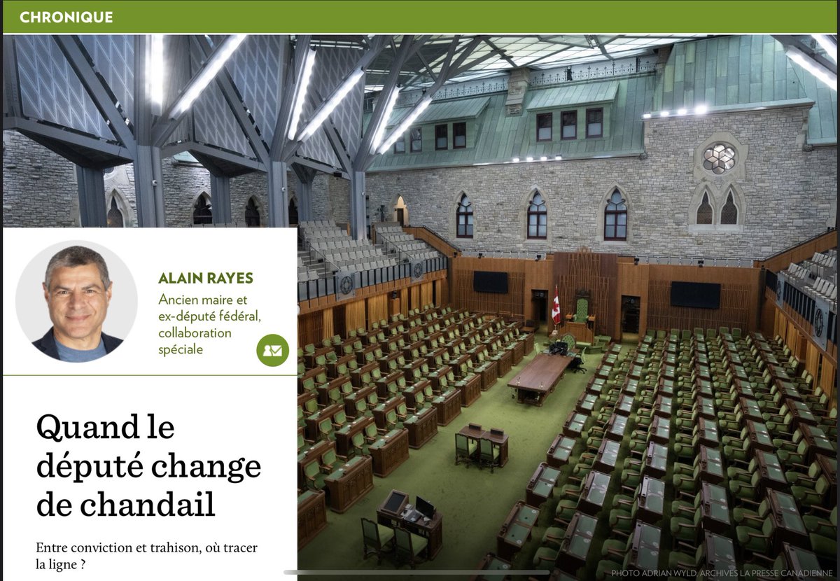 Changer de camp en politique, ce n’est jamais banal. Trahison? Conviction? Liberté? Ma chronique ici linktr.ee/alain.rayes <a href="/LP_LaPresse/">La Presse</a>