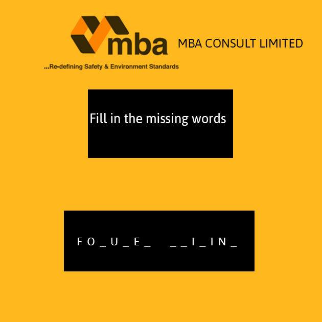 mbaconsultgh's tweet photo. Let's have fun filling in the missing words.
Send your responses in the comment section.
#MBAConsult #MBAGroup #HealthSafetyEnvironment #Consultancy #MissingWords https://t.co/TZOPy7tACh