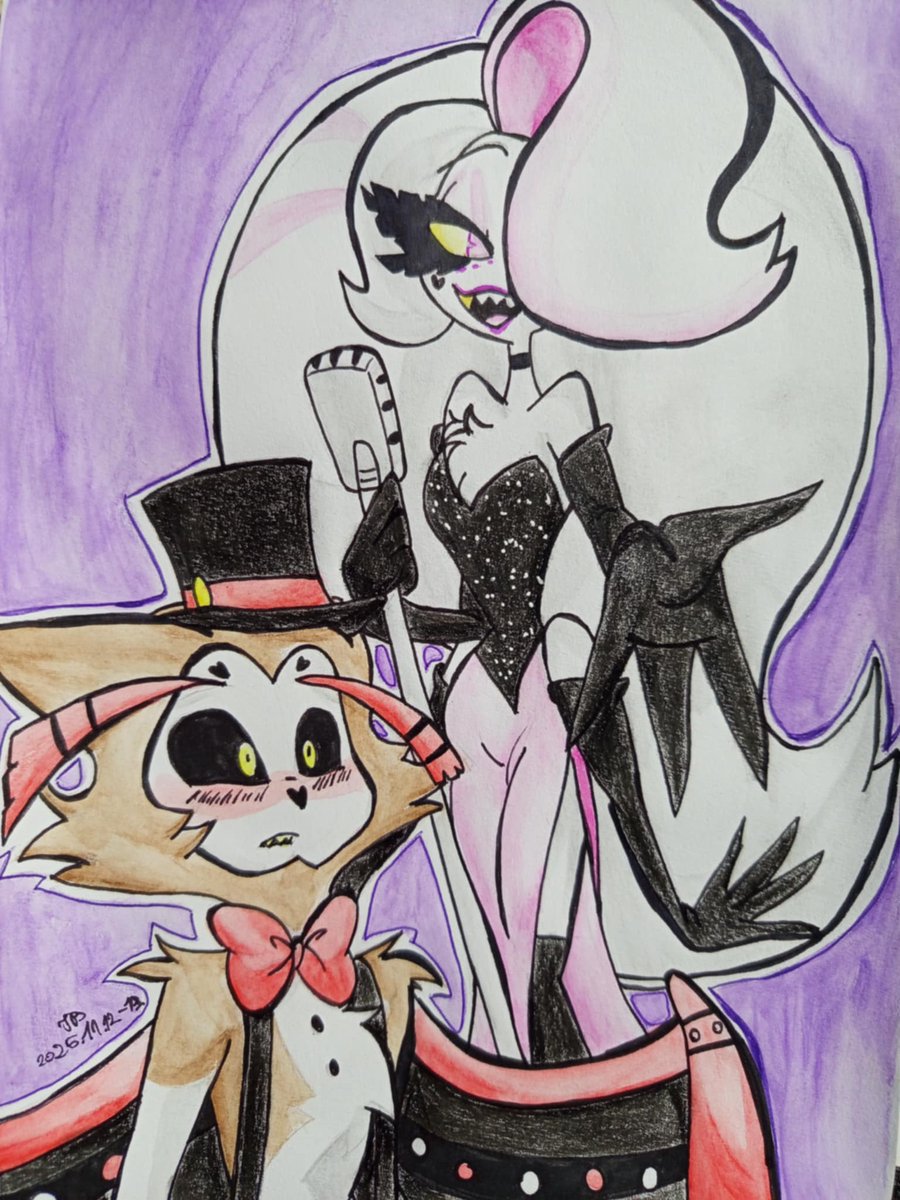 Bogit0717's tweet image. I know I messed up some parts,but hope you like it!

#hazbinhotel #hazbinhotelfanart #husk #angeldust #huskerdust