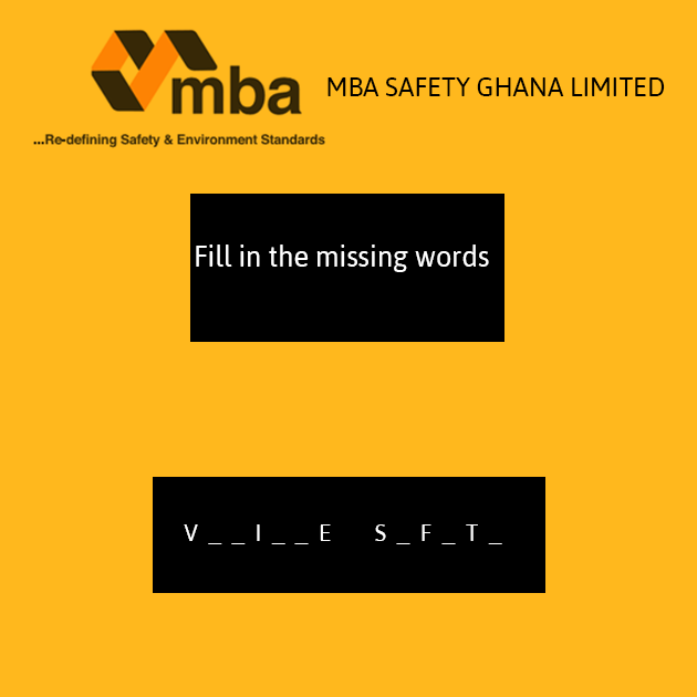 mbasafetygh's tweet photo. Let's have fun filling in the missing words.
Send your responses in the comment section.
#MBASafety #MBAGroup #PPE #FireEquipment #MissingWords https://t.co/bo2m5t3xUS