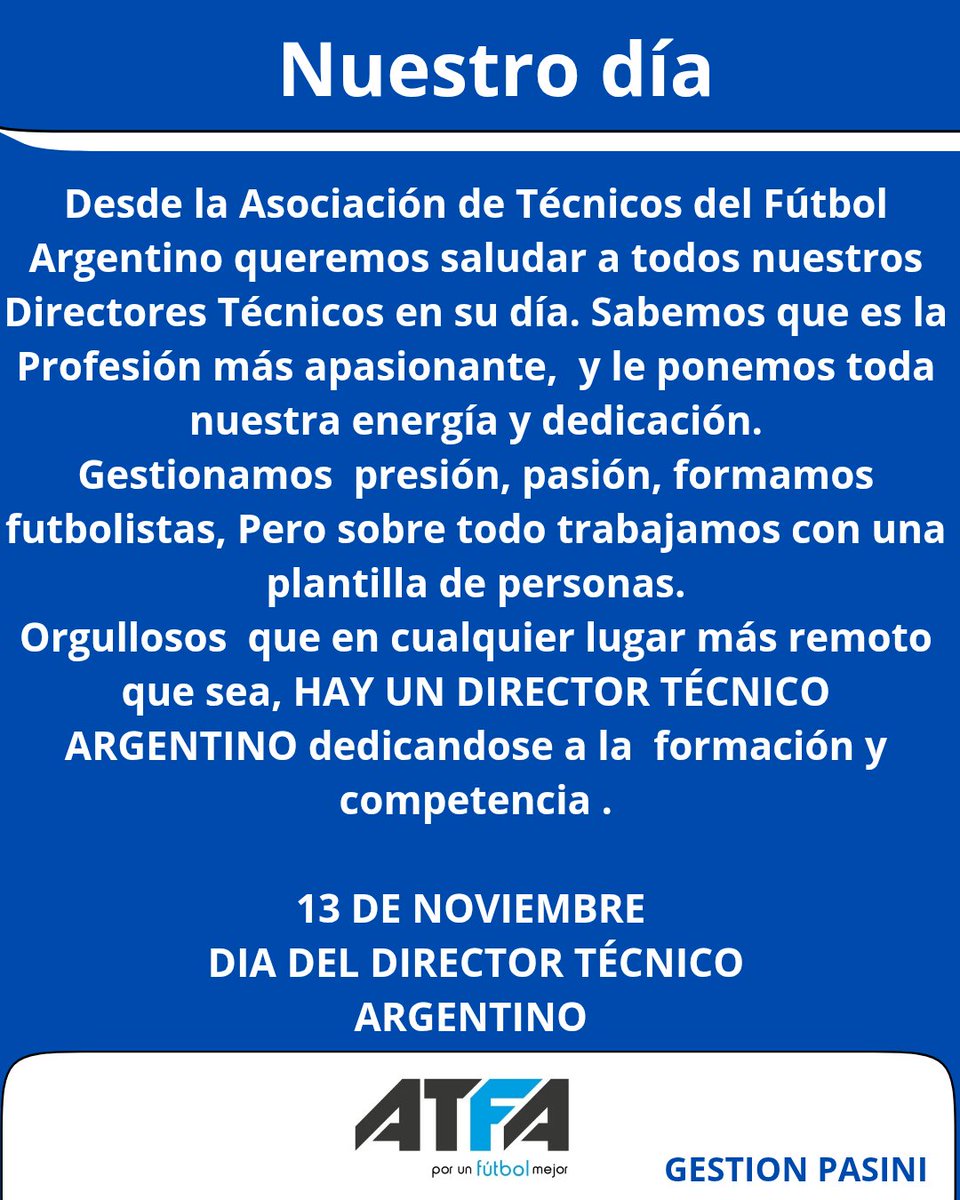 Atfa Baba ATFA Asociacion de Tecnicos del Futbol Argentino (@ATFA_Oficial ...