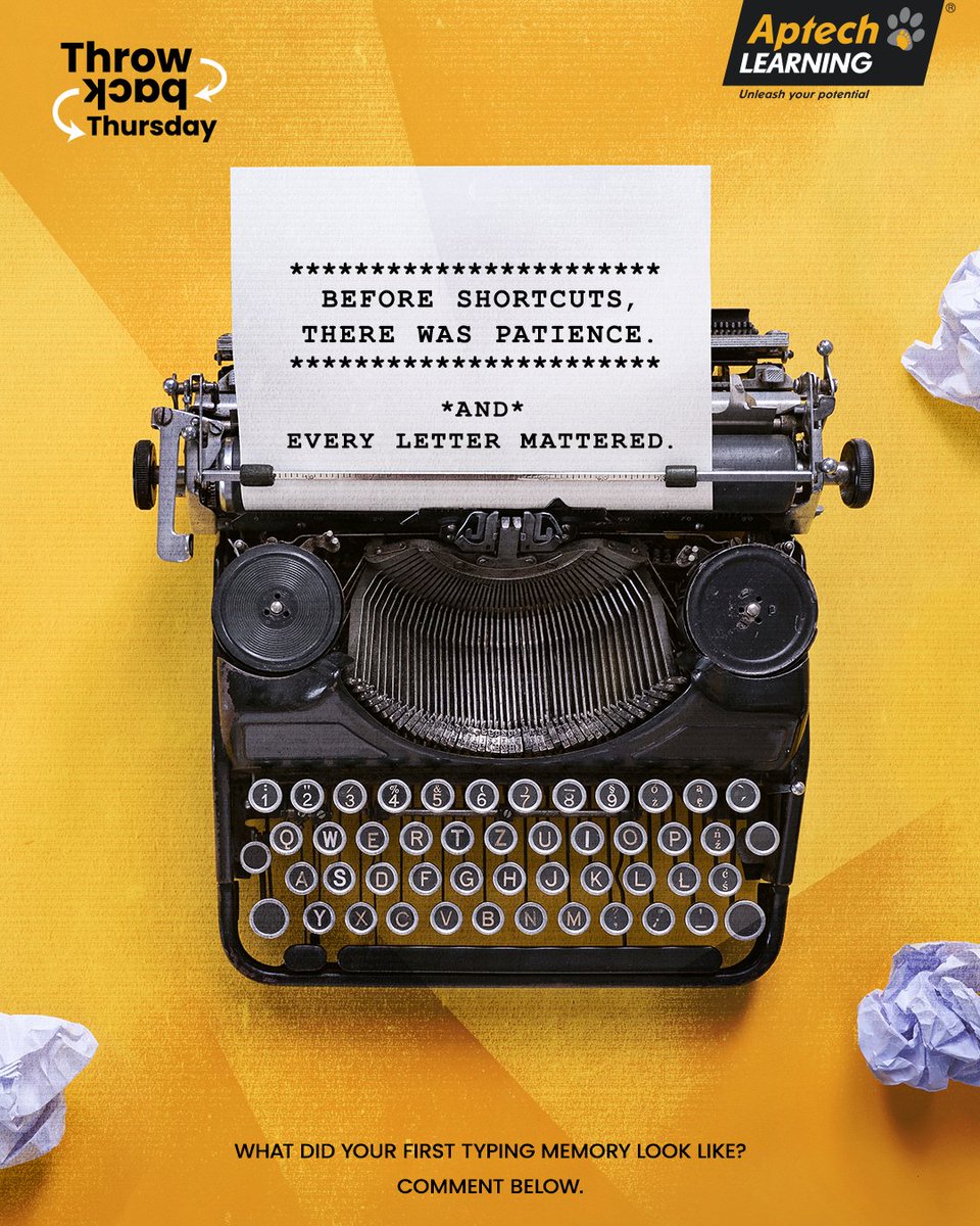 Aptech_Learning's tweet image. We didn’t always type at the speed we think. As tools evolved, so did our skills. And that&apos;s the part we teach!​
​
#ThrowbackThursday #TechCareer #AptechLearning  #AptechLearningCourses #TechThrowback #Typewriter #TechEvolution