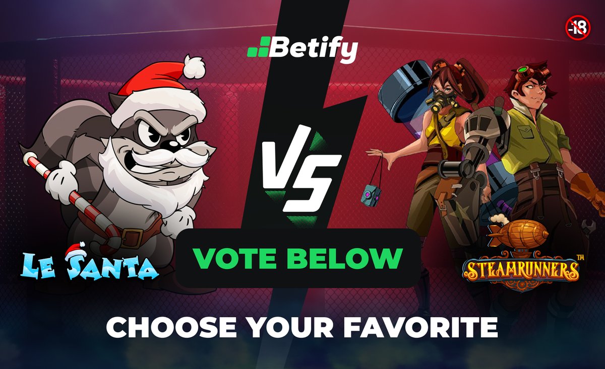VOTE FOR YOUR FAVORITE SLOT⚔️
🎅 Le Santa vs Steamrunners 🔧

🎁 Festive cluster‑pays chaos with jackpot boxes &amp; cascading wins…
Or soar into steampunk wilds with gas‑canisters, wild spreaders &amp; sky‑high thrills! 🛠️

Drop your BETIFY🆔 + your vote 👇

🔗 betify.bio