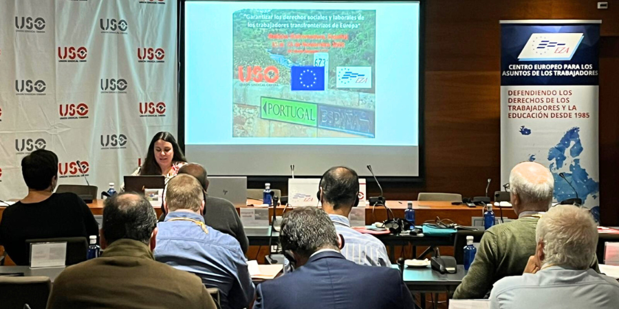 La secretaria de Comunicación y Gestión de Proyectos, <a href="/LauraEstevezUSO/">Laura Estévez</a>, expone las conclusiones del seminario sobre trabajadores transfronterizos. #USO se compromete a trasladar a la <a href="/etuc_ces/">EUROPEAN TRADE UNIONS</a> el informe producto de este seminario y proponer soluciones.
