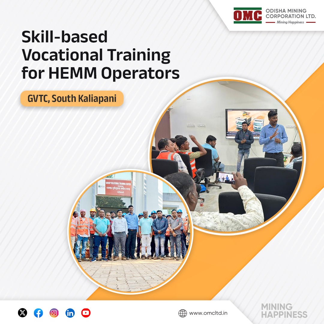 odisha_mining's tweet photo. #OMC conducted a training program for HEMM operators of South Kaliapani Chromite Mines at #GVTC, Kaliapani. The program aimed to strengthen operators’ technical proficiency and promote safe operating practices through classroom sessions and practical field demonstrations. https://t.co/ynLGGtacsd