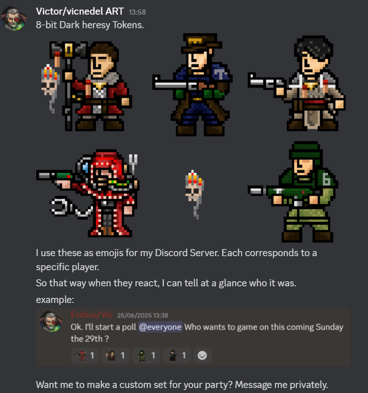 I know that a lot of you play RPGs through Discord.
If you're interested in this type of thing, shoot me a message. I'll give you a reasonable price.