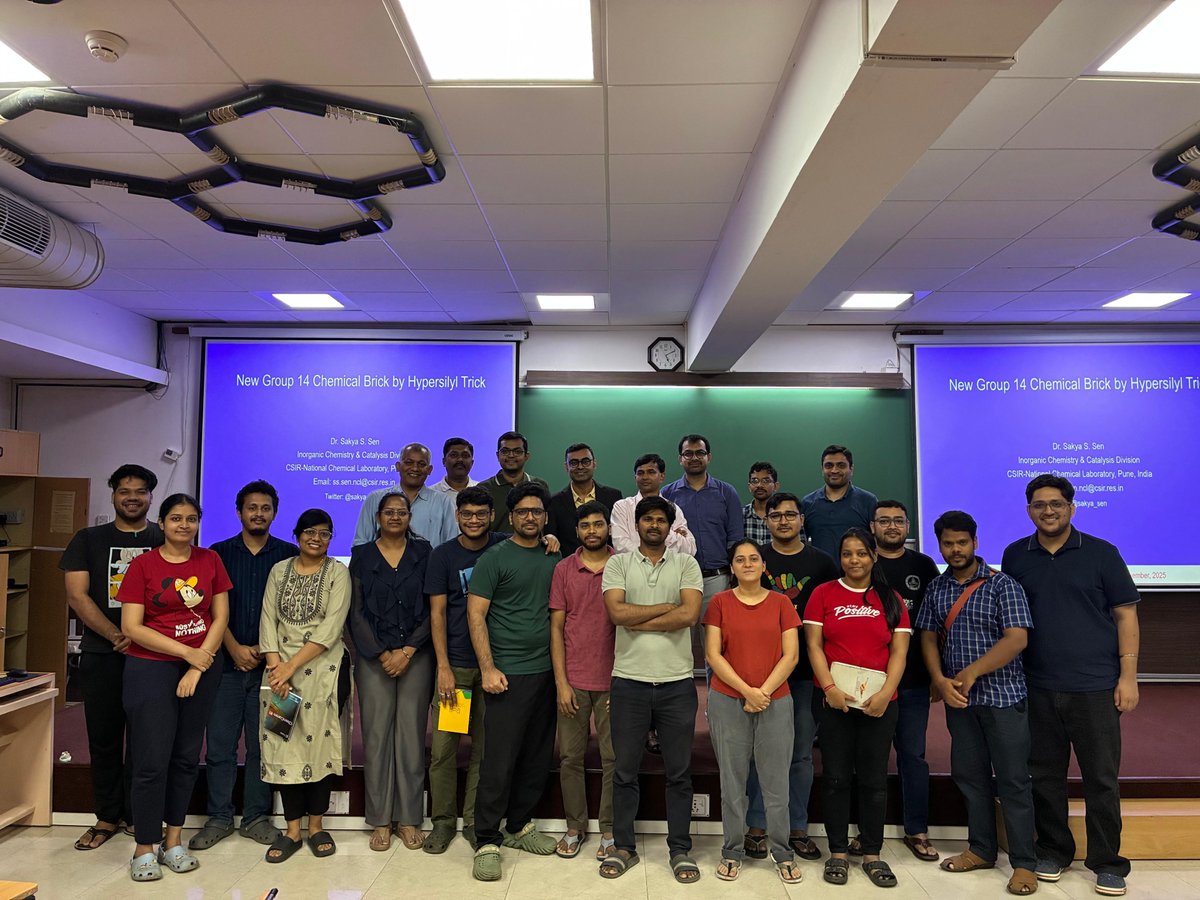 Fantastic seminar today at the Department of Chemistry, <a href="/iitmadras/">IIT Madras</a> , by Dr. Sakya S. Sen! His talk on “New Group 14 Chemical Brick by Hypersilyl Trick” was fascinating and insightful. Many thanks for sharing your expertise, <a href="/sakya_sen/">Sakya S. Sen</a> !