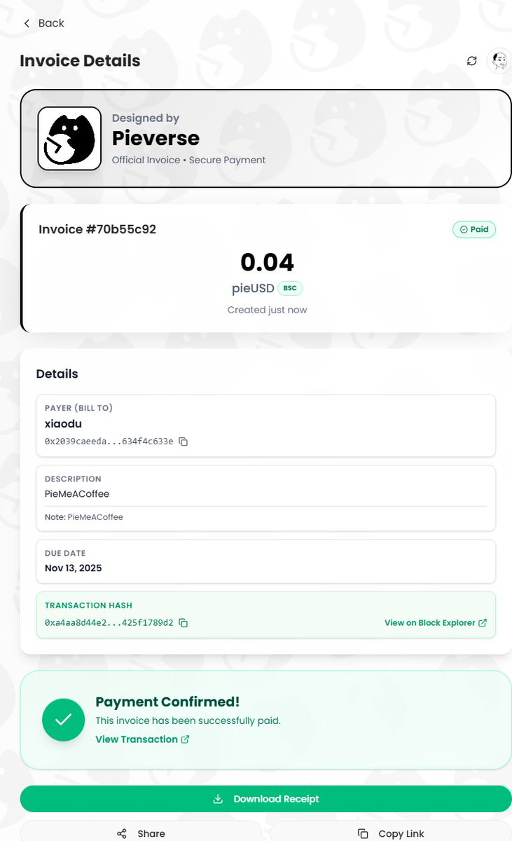 xiaodu13579's tweet photo. @pieverse_io Check in on the fourth day! A boring day starts with a cup of coffee
#Pieverse #PieMeACoffee #x402 https://t.co/5fH38S87VA