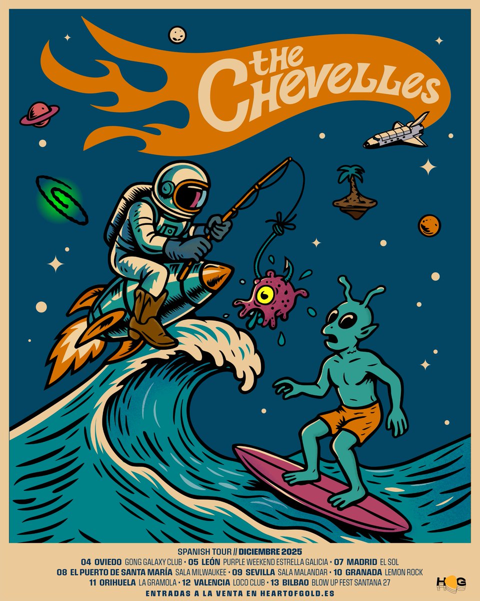 ⚡ THE CHEVELLES REGRESAN A ESPAÑA ⚡

¡Maremoto de decibelios a la vista! Los australianos regresan con su garage-power-pop-punk y el nuevo single Caveman para celebrar 35 años de distorsión y carretera.

🎟️ Entradas en: heartofgold.es/the-chevelles