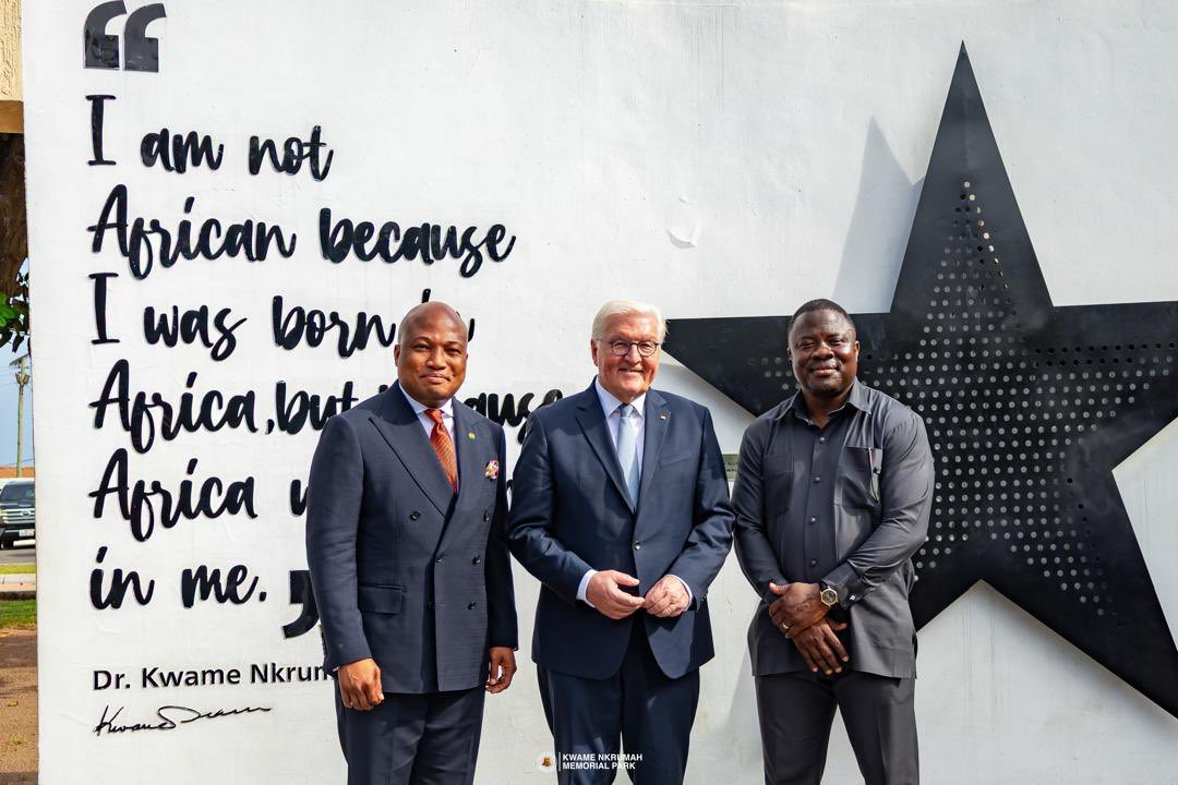ghanaemberlin's tweet photo. 3/10/2025 President Mahama and President
Steinmeier held bilateral talks in Accra ahead of a wreath-laying ceremony at the Kwame Nkrumah Memorial Mausoleum. https://t.co/FLvB9pwbMV